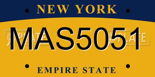 MAS5051 New York License Plate