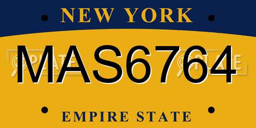 MAS6764 New York License Plate