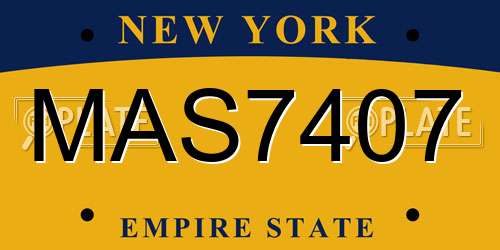MAS7407 New York License Plate