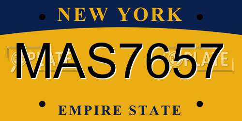 MAS7657 New York License Plate