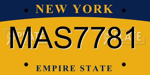 MAS7781 New York License Plate