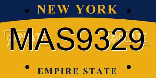 MAS9329 New York License Plate