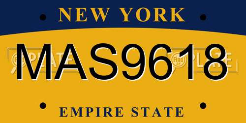 MAS9618 New York License Plate