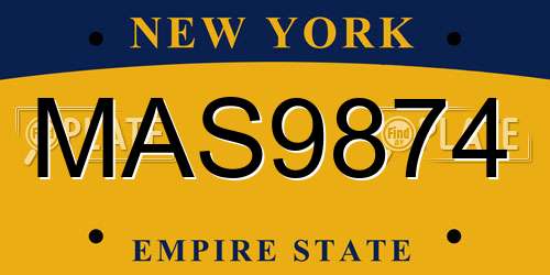 MAS9874 New York License Plate