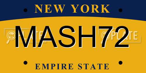 MASH72 New York License Plate
