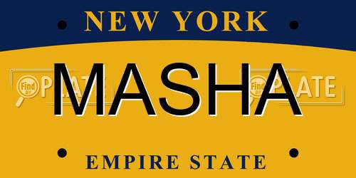 MASHA New York License Plate