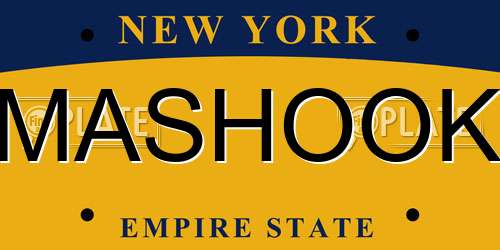 MASHOOK New York License Plate