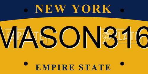 MASON316 New York License Plate
