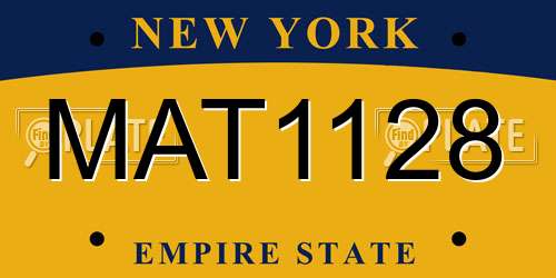 MAT1128 New York License Plate