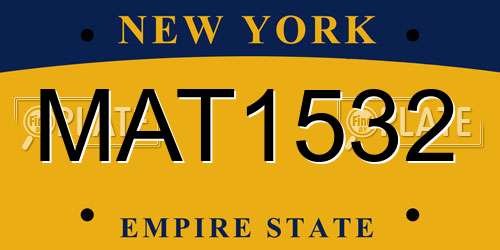 MAT1532 New York License Plate