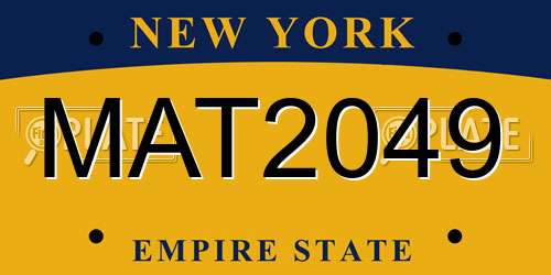 MAT2049 New York License Plate