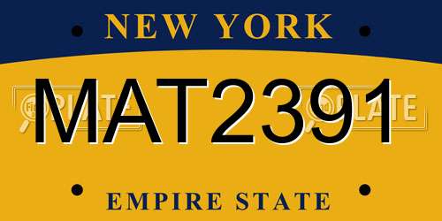 MAT2391 New York License Plate