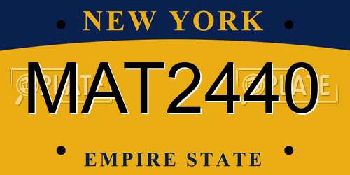 MAT2440 New York License Plate