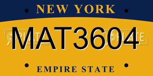 MAT3604 New York License Plate