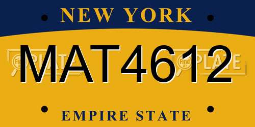 MAT4612 New York License Plate