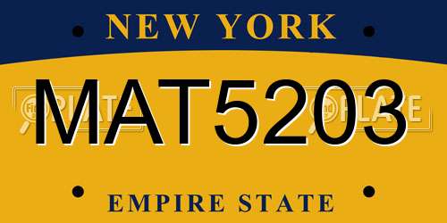 MAT5203 New York License Plate
