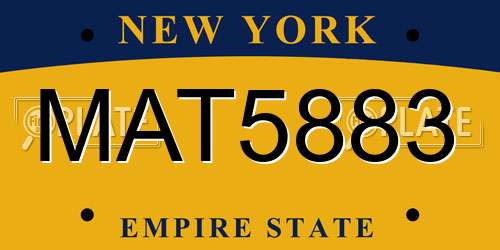 MAT5883 New York License Plate