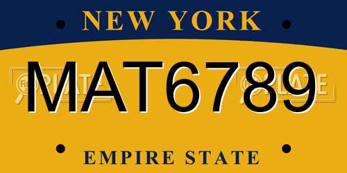 MAT6789 New York License Plate