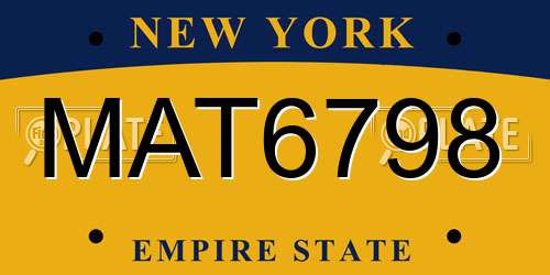 MAT6798 New York License Plate