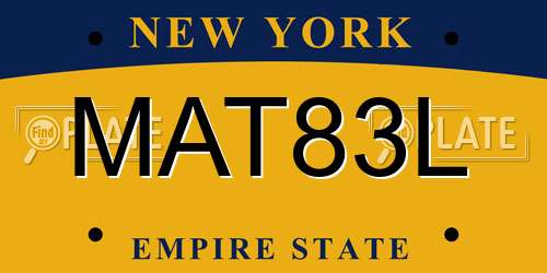 MAT83L New York License Plate