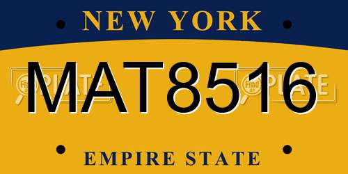 MAT8516 New York License Plate
