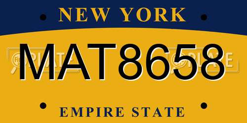 MAT8658 New York License Plate