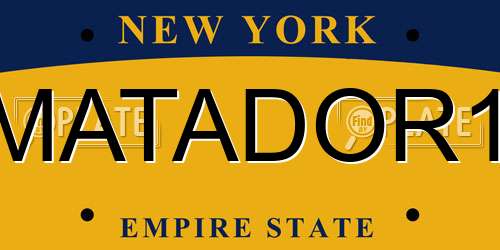 MATADOR1 New York License Plate