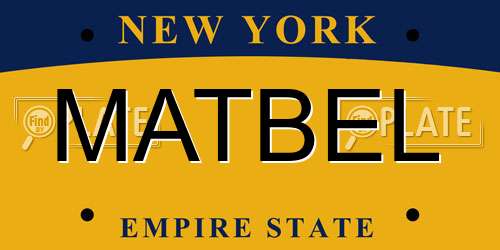 MATBEL New York License Plate
