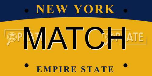MATCH New York License Plate