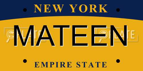 MATEEN New York License Plate