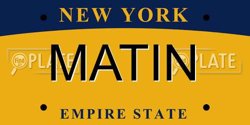 MATIN New York License Plate