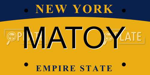 MATOY New York License Plate