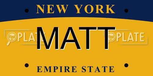 MATT New York License Plate