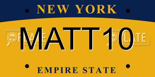 MATT10 New York License Plate