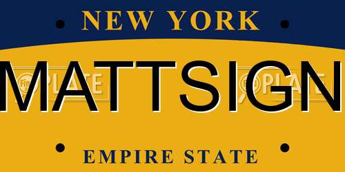 MATTSIGN New York License Plate
