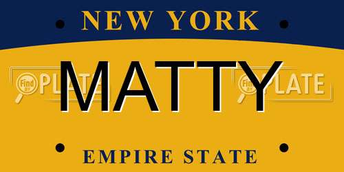 MATTY New York License Plate
