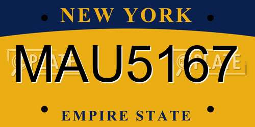 MAU5167 New York License Plate