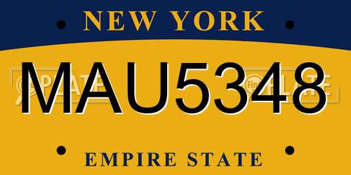 MAU5348 New York License Plate