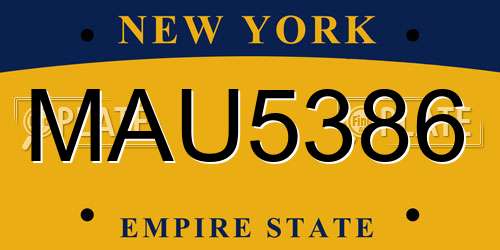 MAU5386 New York License Plate