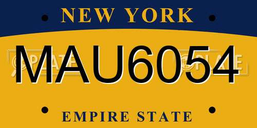 MAU6054 New York License Plate