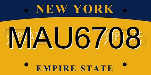 MAU6708 New York License Plate