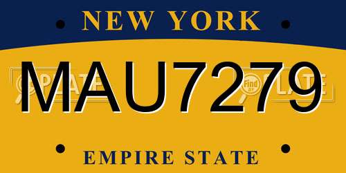 MAU7279 New York License Plate