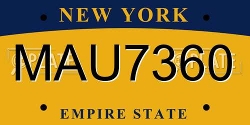 MAU7360 New York License Plate