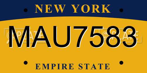 MAU7583 New York License Plate