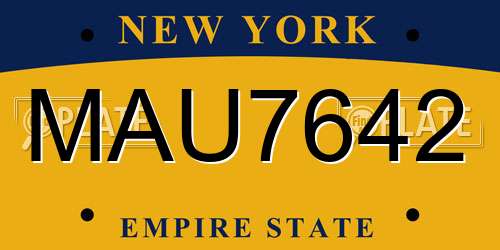 MAU7642 New York License Plate