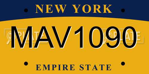 MAV1090 New York License Plate