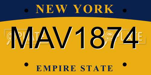 MAV1874 New York License Plate