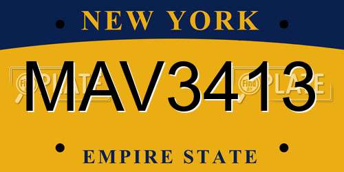MAV3413 New York License Plate