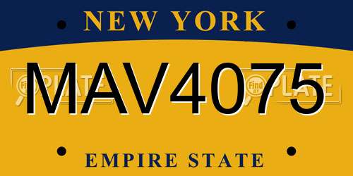 MAV4075 New York License Plate
