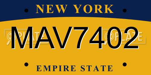 MAV7402 New York License Plate